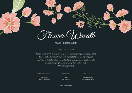 Masterclass of Flower Wreath Making Poster A2 Horizontal – шаблон для дизайну