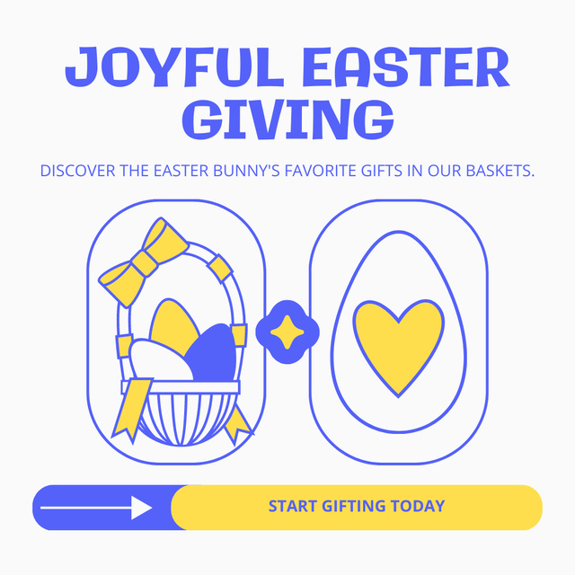 Easter Holiday Offer with Illustration of Eggs in Basket Instagram AD Design Template