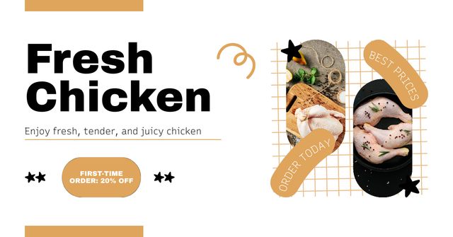 Ontwerpsjabloon van Facebook AD van Fresh ans Tasty Products from Chicken Hatchery