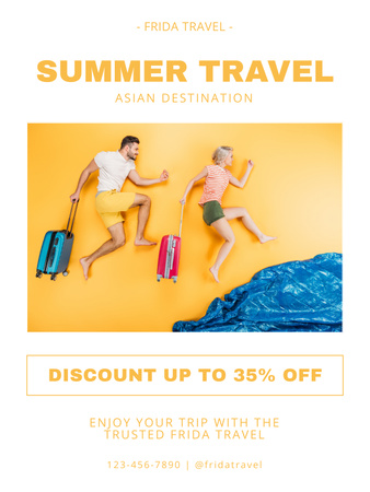 Plantilla de diseño de Escena creativa con viajeros de verano. Poster US 