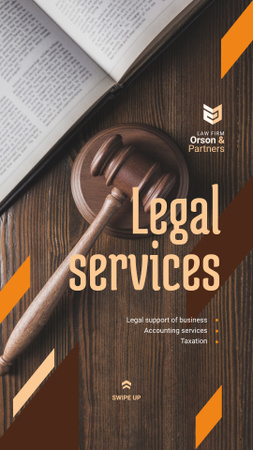 Legal Services Ad Wooden Gavel Instagram Story Design Template