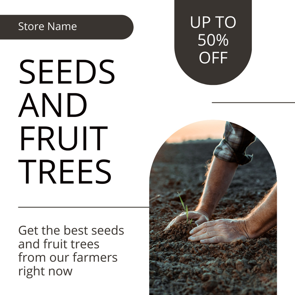 Seeds and Fruit Trees Seedlings Sale Instagram ADデザインテンプレート