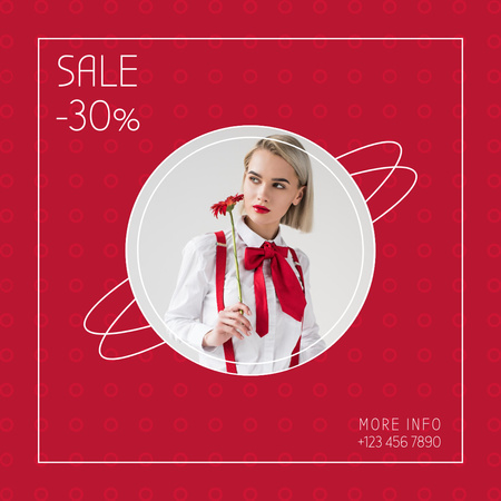 Discount Offer with Blonde in White Blouse Instagram Design Template