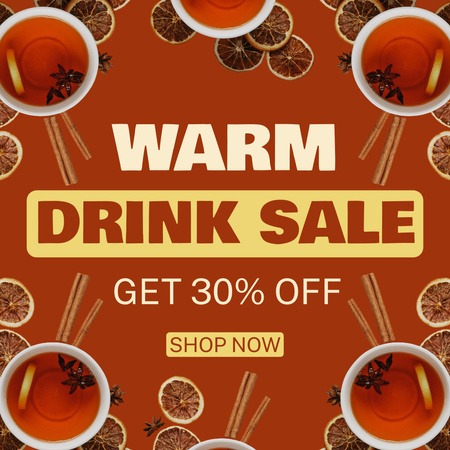 Discount on Warm Autumn Drinks Animated Post Design Template