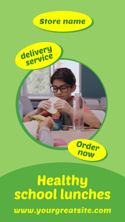 Plantilla de diseño de School Food Offer with Pupil eating in Canteen Instagram Video Story 