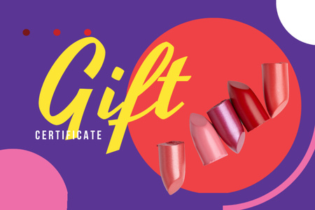 Gift Card with Lipsticks in Bowl Gift Certificate Design Template