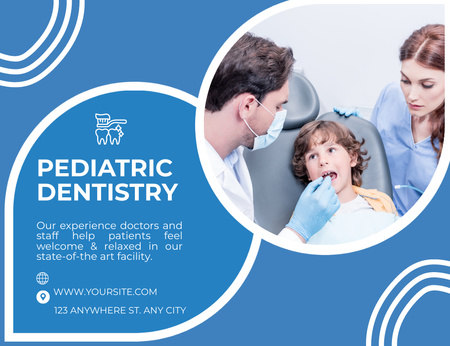 Ad of Pediatric Dentistry with Little Kid Thank You Card 5.5x4in Horizontal Design Template