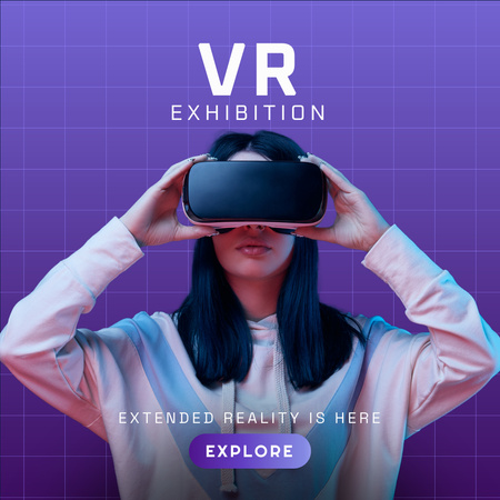 Awesome Virtual Reality Exhibition Offer In Purple Instagram Design Template