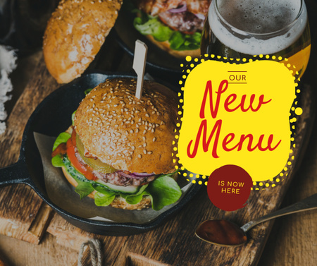 Fast Food menu Tasty burger Facebook Design Template