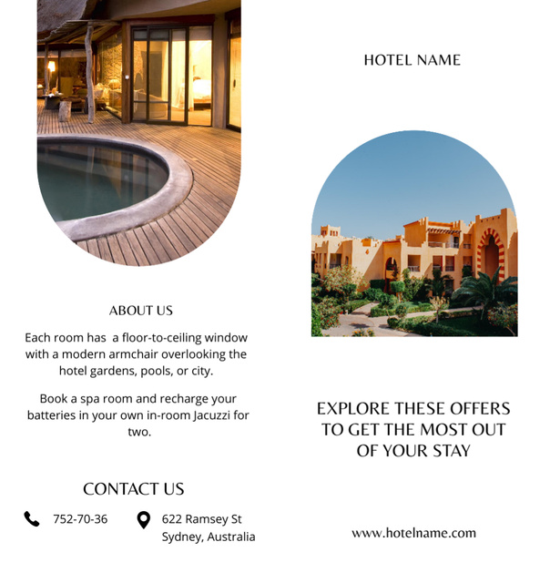 Luxury Hotel Ad with Beautiful Apartments Brochure Din Large Bi-fold Design Template