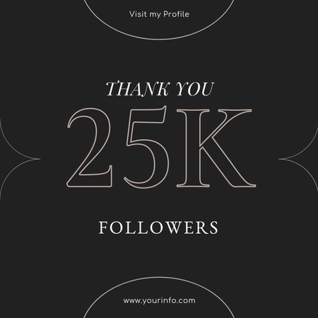 Ontwerpsjabloon van Instagram van Thank You Message to Followers in Black