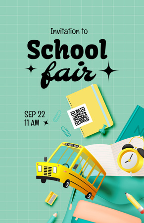 School Fair Announcement Invitation 5.5x8.5in Design Template