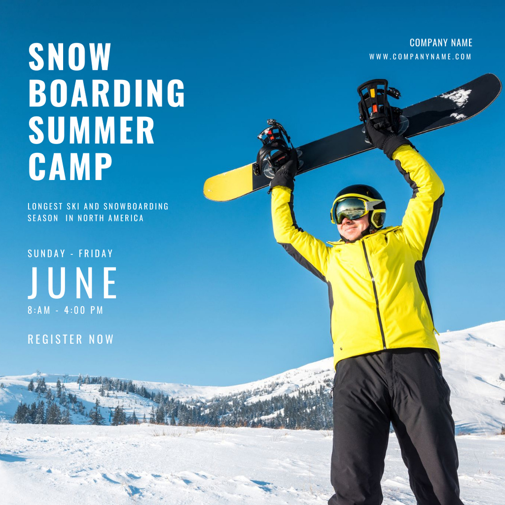 Summer Snowboard Camp Ad Instagram Πρότυπο σχεδίασης