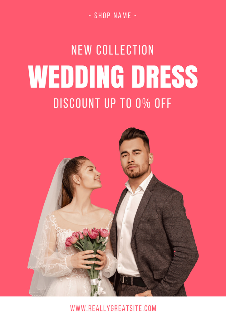 New Collection Wedding Dress Discount Poster Design Template