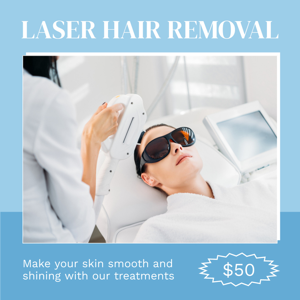 Laser Hair Removal Services for Glowing Skin Instagram Tasarım Şablonu