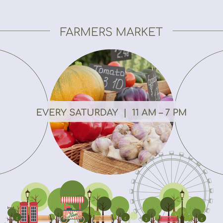 Farmers Market On Every Saturday With Fresh Food Animated Post Design Template