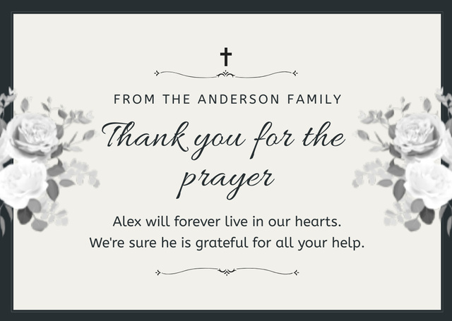Template di design Funeral Thank You Card with Flowers and Cross Card
