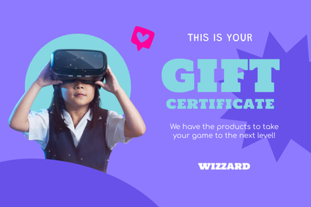 Designvorlage Verkaufsangebot für VR-Headsets und Gaming-Ausrüstung für Gift Certificate