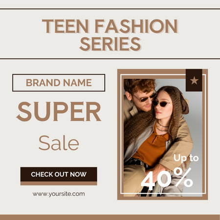 Fashion Clothes Series For Teens Sale Offer Instagram Design Template