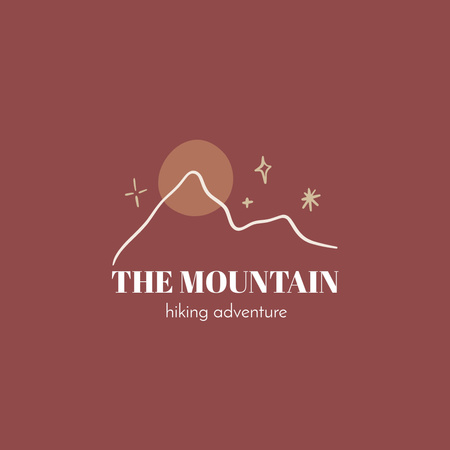 Emblem with Mountains for Hikers Logo Design Template