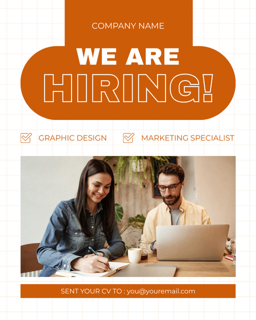 Hiring Designers and Marketing Specialists to Teamwork Instagram Post Verticalデザインテンプレート