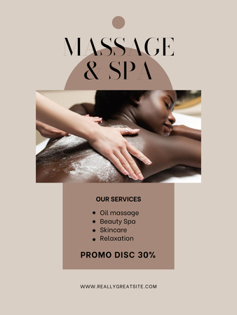Young Woman Enjoying Body Massage at Spa Poster US – шаблон для дизайну