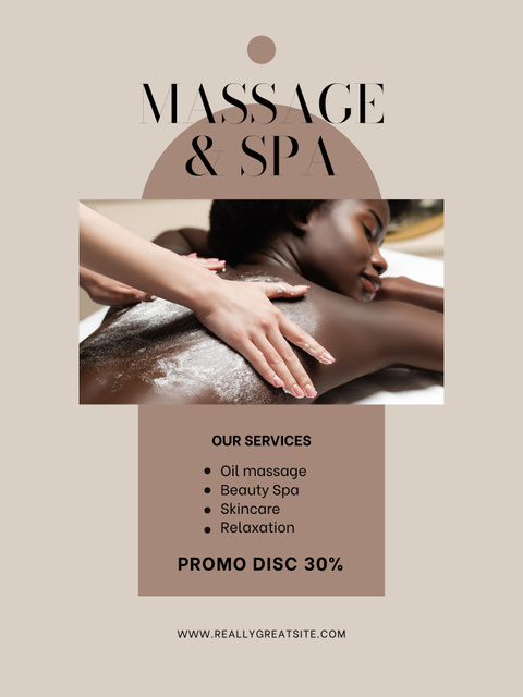 Young Woman Enjoying Body Massage at Spa Poster US Design Template