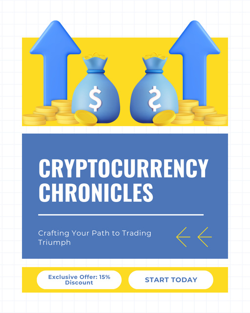 Designvorlage Discount on Cryptocurrency Trading App für Instagram Post Vertical