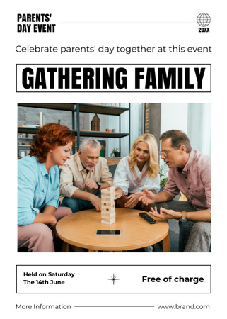 Family Playing Jenga Game Invitation Design Template