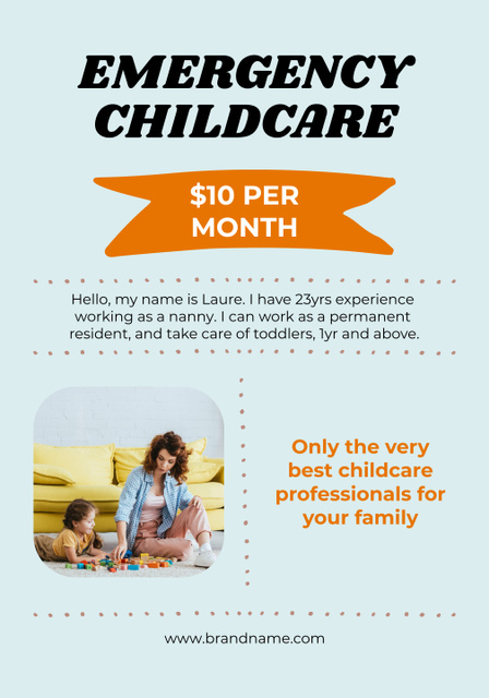 Designvorlage Price Offer for Emergency Childcare Services für Poster 28x40in