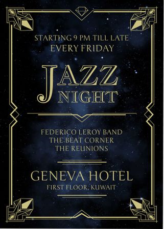 Ontwerpsjabloon van Invitation van Jazz Night Invitation on Night Sky