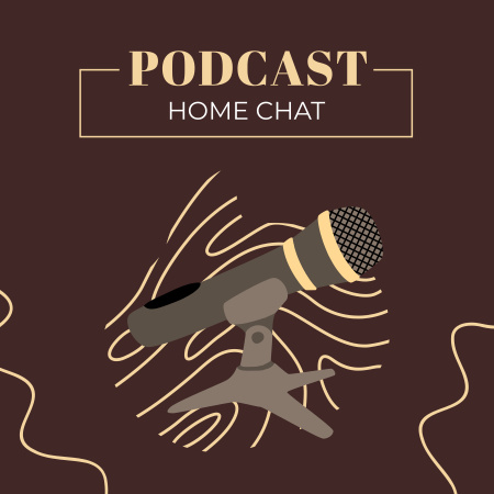 Plantilla de diseño de Emocionante programa de radio sobre chat en casa Podcast Cover 