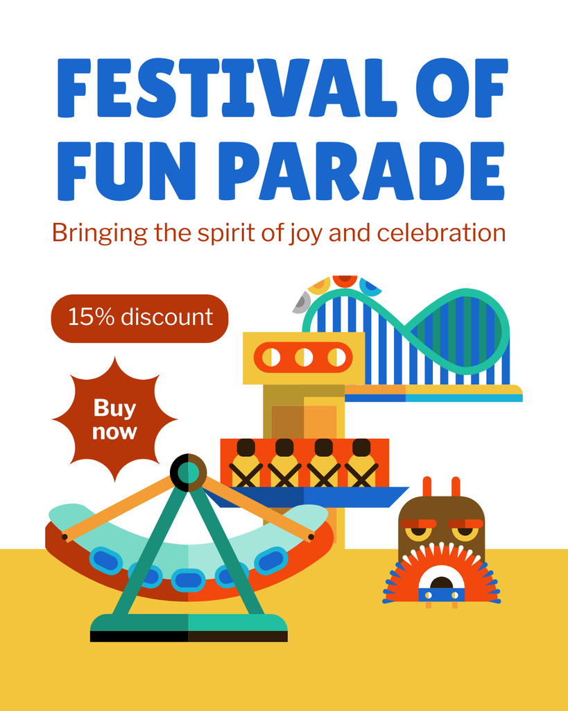 Awesome Attractions At Festival Of Fun Parade Instagram Post Vertical – шаблон для дизайну