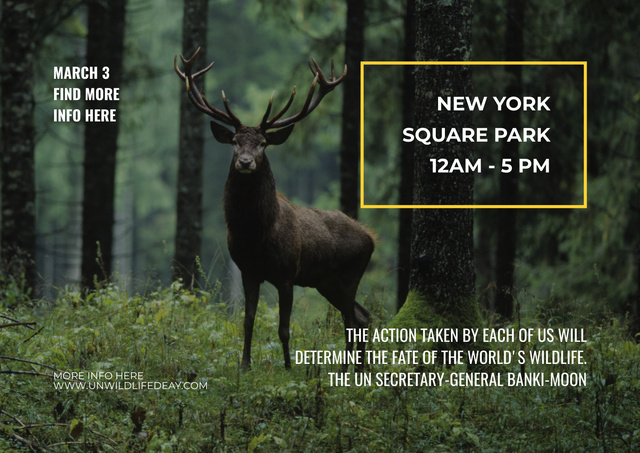 Park Ad with Deer in Natural Habitat Poster A2 Horizontal Design Template