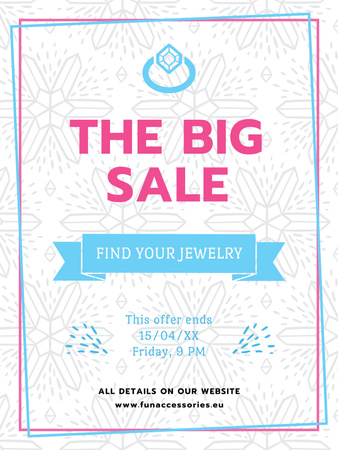 Jewelry Sale Announcement with Illustration of Ring Poster 36x48in – шаблон для дизайну