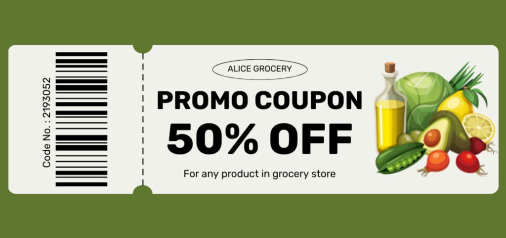 Grocery Store Discount With Products Set Coupon Din Large – шаблон для дизайну
