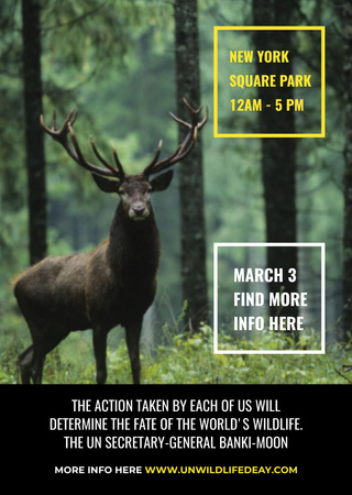 Eco Event announcement with Wild Deer Flyer A6 Design Template
