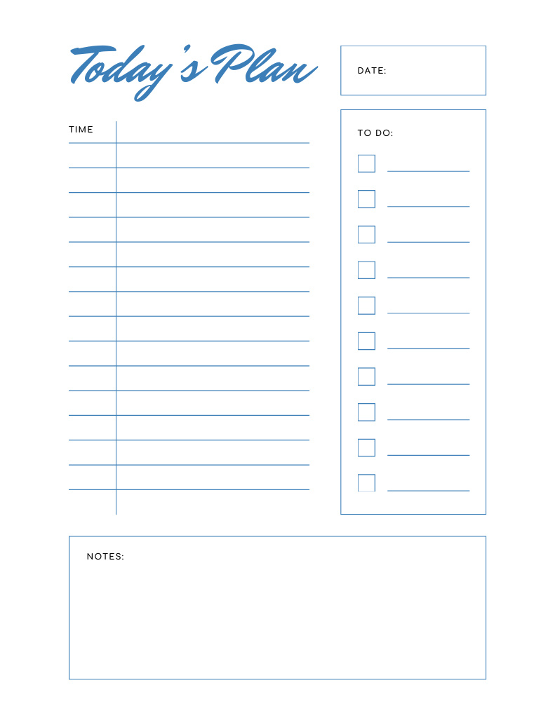 Day Planner in Blue Pattern Notepad 8.5x11in Design Template