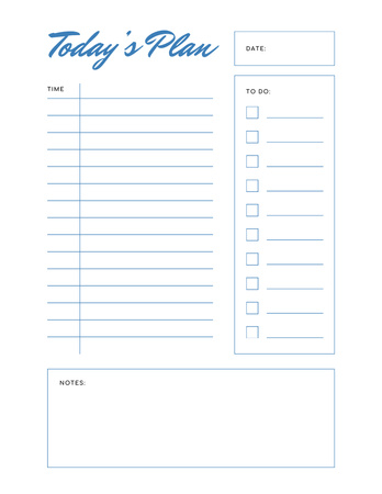 Day Planner in Blue Pattern Notepad 8.5x11in Design Template