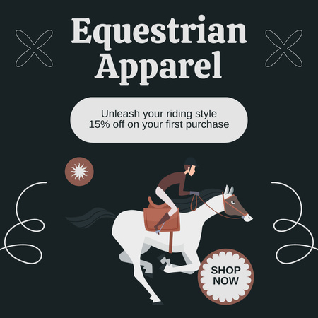 Functional Horse Riding Apparel With Discount Instagram Design Template