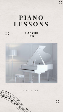 zenei tanfolyamok kínálat zongorával fehér szobában Instagram Story tervezősablon