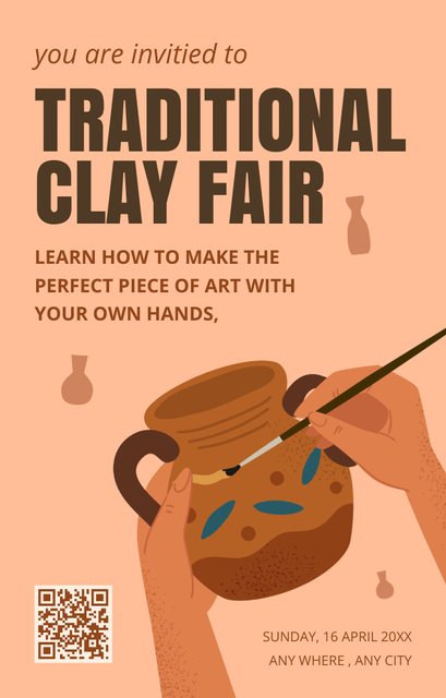 Plantilla de diseño de Traditional Clay Fair With Painting Invitation 4.6x7.2in 