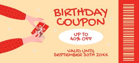 Birthday Gift Offer Coupon 3.75x8.25in Design Template