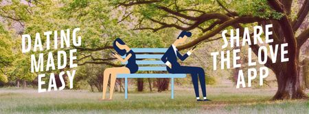 Young Couple using dating app Facebook Video cover tervezősablon