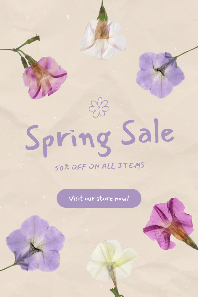 Ontwerpsjabloon van Pinterest van All Items Spring Sale Announcement