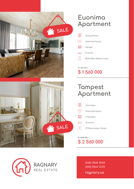 Real Estate Ad with Elegant Room Interior Poster A3 Design Template