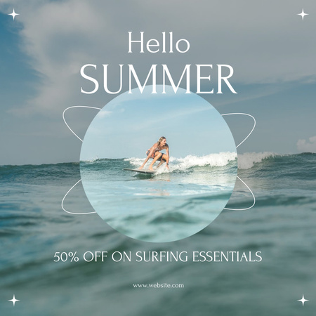 Summer Sale of Surfing Essentials Instagram Design Template