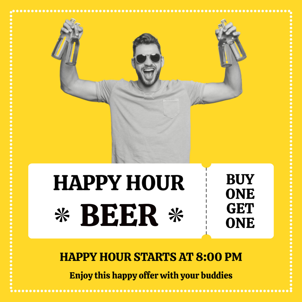 Cheerful Man holding Beer Instagram AD Šablona návrhu