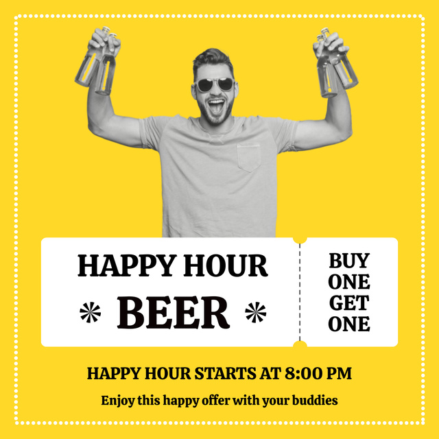 Cheerful Man holding Beer Instagram AD Design Template
