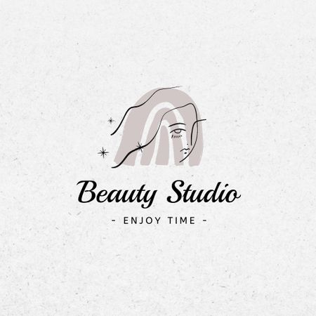 Beauty Studio Ad with Woman Silhouette Logo Design Template